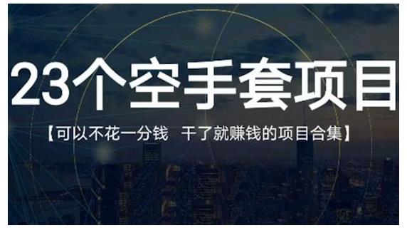 23个空手套项目大合集，0成本0投入，干了就赚钱纯空手套生意经-多米来