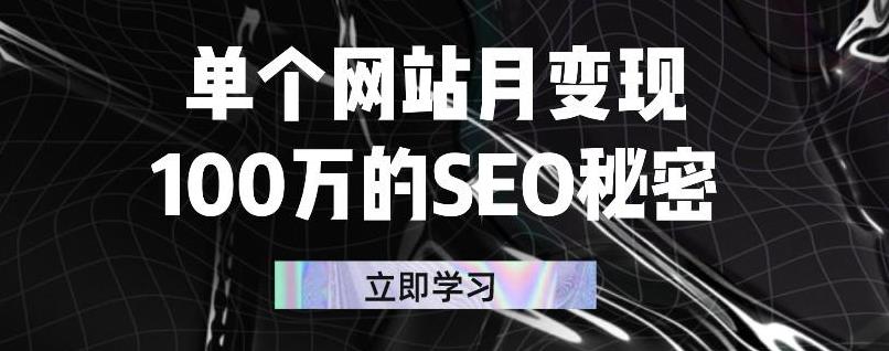 单个网站月变现100万的SEO秘密，百分百做出赚钱站点-多米来