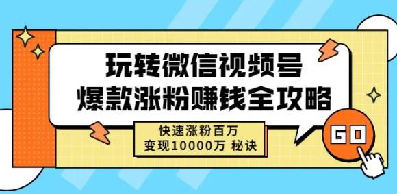 玩转微信视频号爆款涨粉赚钱全攻略，快速涨粉百万变现万元秘诀-多米来