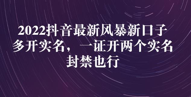 2022抖音最新风暴新口子：多开实名，一整开两个实名，封禁也行-多米来