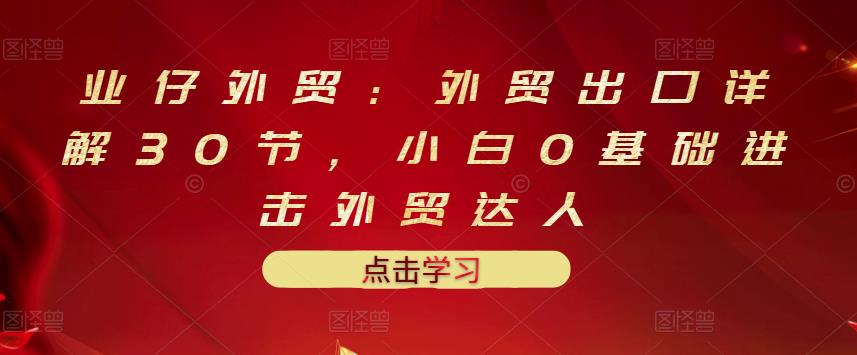 业仔外贸：外贸出口详解30节，小白0基础进击外贸达人 价值666元-多米来