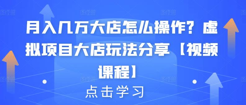 月入几万大店怎么操作？虚拟项目大店玩法分享【视频课程】-多米来