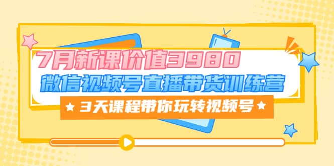 微信视频号直播带货训练营，3天课程带你玩转视频号：7月新课价值3980-多米来