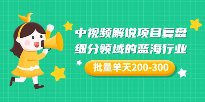 某付费文章：中视频解说项目复盘：细分领域的蓝海行业 批量单天200-300收益-多米来