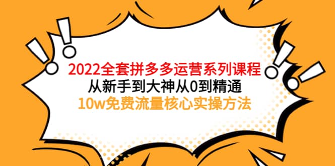 2022全套拼多多运营课程，从新手到大神从0到精通，10w免费流量核心实操方法-多米来