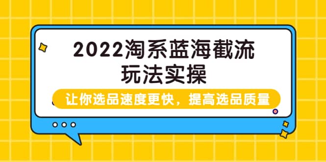 2022淘系蓝海截流玩法实操：让你选品速度更快，提高选品质量（价值599）-多米来