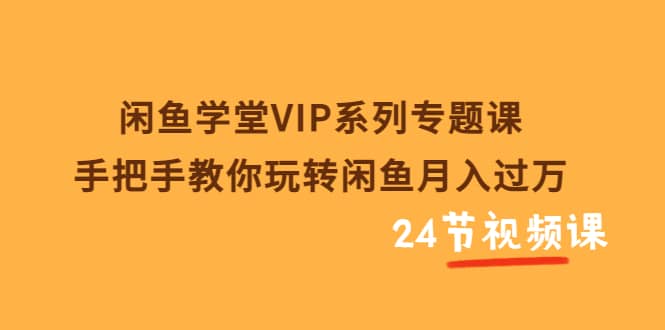 闲鱼学堂VIP系列专题课：手把手教你玩转闲鱼月入过万（共24节视频课）-多米来