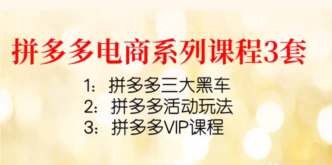 拼多多电商系列课程3套：拼多多三大黑车 拼多多活动玩法 拼多多VIP课程-多米来