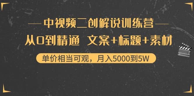 中视频二创解说训练营：从0到精通 文案 标题 素材-多米来