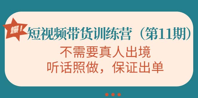 短视频带货训练营（第11期），不需要真人出境，听话照做，保证出单-多米来