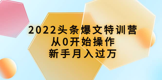 2022头条爆文特训营：从0开始操作，新手月入过万（16节课时）-多米来