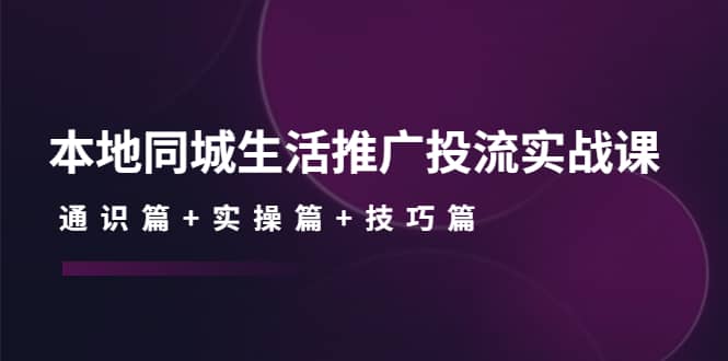 本地同城生活推广投流实战课：通识篇 实操篇 技巧篇-多米来