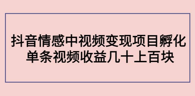 抖音情感中视频变现项目孵化-多米来