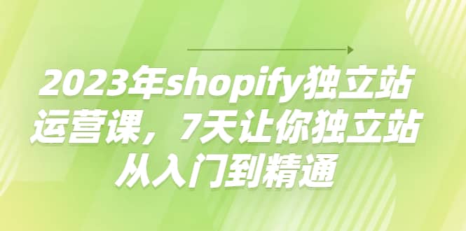 2023年shopify独立站运营课，7天让你独立站从入门到精通-多米来