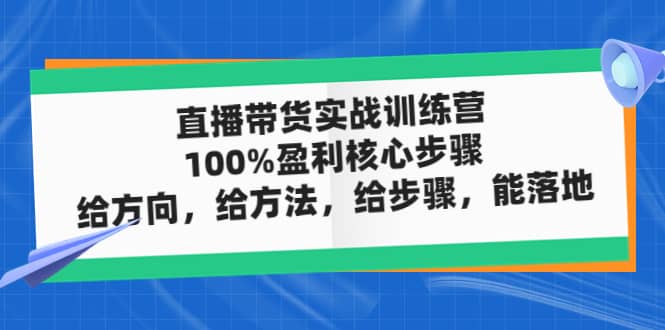 直播带货实战训练营：100%盈利核心步骤，给方向，给方法，给步骤，能落地-多米来