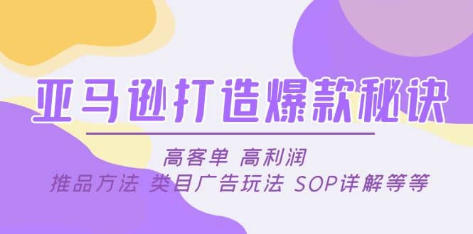 亚马逊打造爆款秘诀：高客单 高利润 推品方法 类目广告玩法 SOP详解等等-多米来