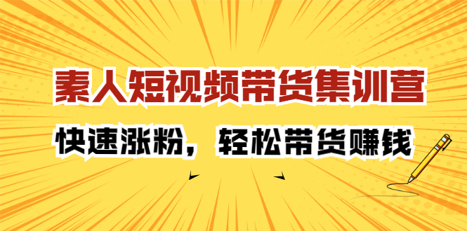 素人短视频带货集训营：快速涨粉，轻松带货赚钱-多米来