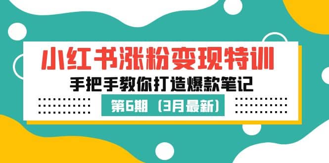 小红书涨粉变现特训·第6期，手把手教你打造爆款笔记（3月新课）-多米来