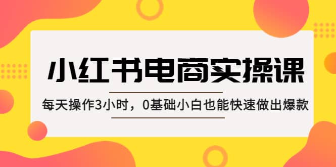 小红书·电商实操课：每天操作3小时，0基础小白也能快速做出爆款-多米来