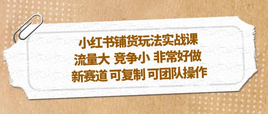 小红书铺货玩法实战课，流量大 竞争小 非常好做 新赛道 可复制 可团队操作-多米来