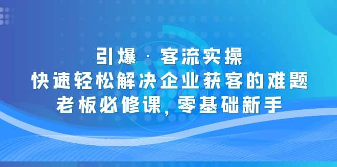 引爆·客流实操：快速轻松解决企业获客的难题，老板必修课，零基础新手-多米来