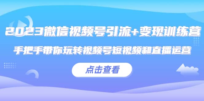 2023微信视频号引流 变现训练营：手把手带你玩转视频号短视频和直播运营-多米来