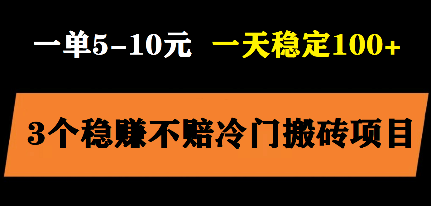 3个最新稳定的冷门搬砖项目，小白无脑照抄当日变现日入过百-多米来