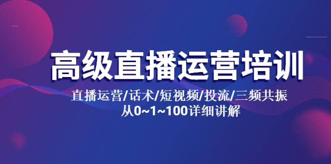 高级直播运营培训 直播运营/话术/短视频/投流/三频共振 从0~1~100详细讲解-多米来