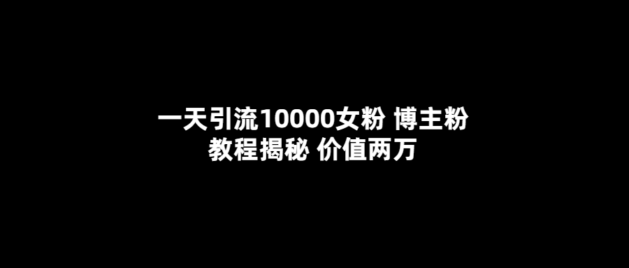 一天引流10000女粉，博主粉教程揭秘（价值两万）-多米来