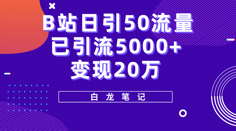 B站日引50 流量，实战已引流5000 变现20万，超级实操课程-多米来