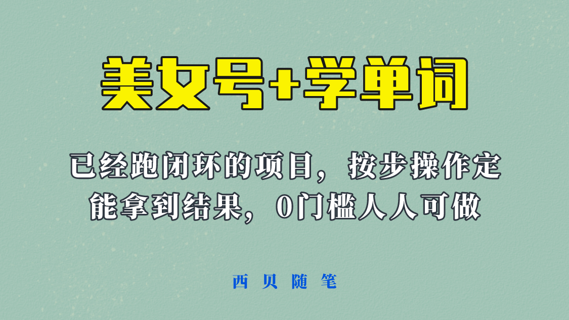 《美女号 学单词》玩法，信息差而已 课程拆开揉碎了和大家去讲 (教程 素材)-多米来