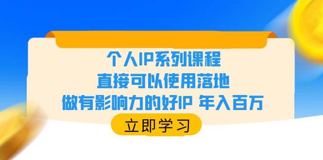 个人IP系列课程，直接可以使用落地，做有影响力的好IP 年入百万-多米来