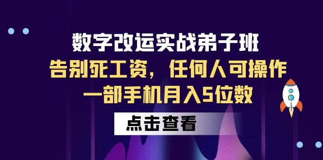 数字 改运实战弟子班：告别死工资，任何人可操作，一部手机月入5位数-多米来