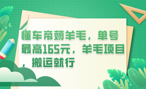 懂车帝薅羊毛，单号最高165元，羊毛项目，搬运就行-多米来