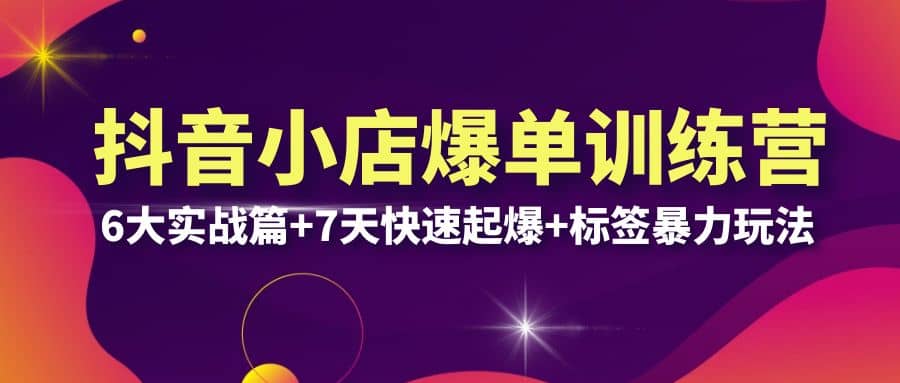 抖音小店爆单训练营VIP线下课：6大实战篇 7天快速起爆 标签暴力玩法(32节)-多米来