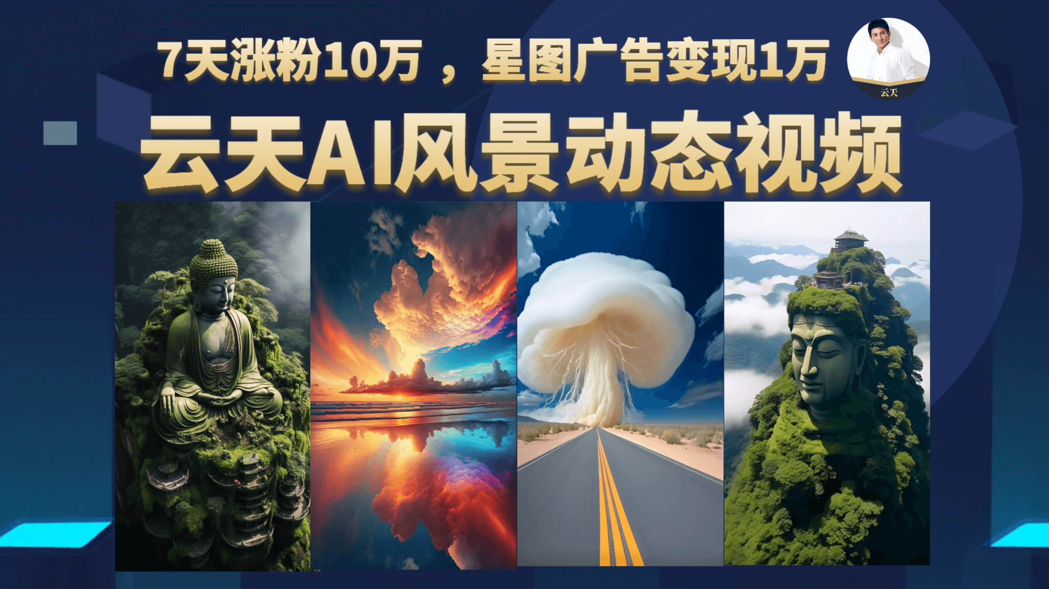 云天AI风景动图视频制作，7天涨粉10万 ，星图广告变现1万-多米来