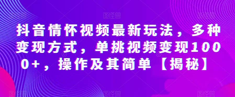 抖音情怀视频最新玩法，多种变现方式，单挑视频变现1000 ，操作及其简单【揭秘】-多米来