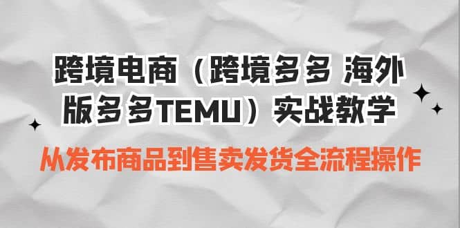 跨境电商（跨境多多 海外版多多TEMU）实操教学 从发布商品到售卖发货全流程-多米来