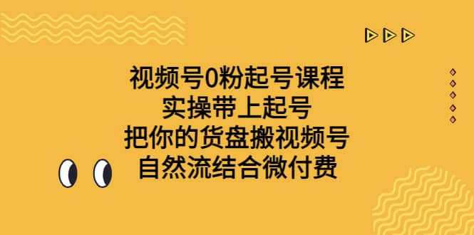 视频号0粉起号课程 实操带上起号 把你的货盘搬视频号 自然流结合微付费-多米来