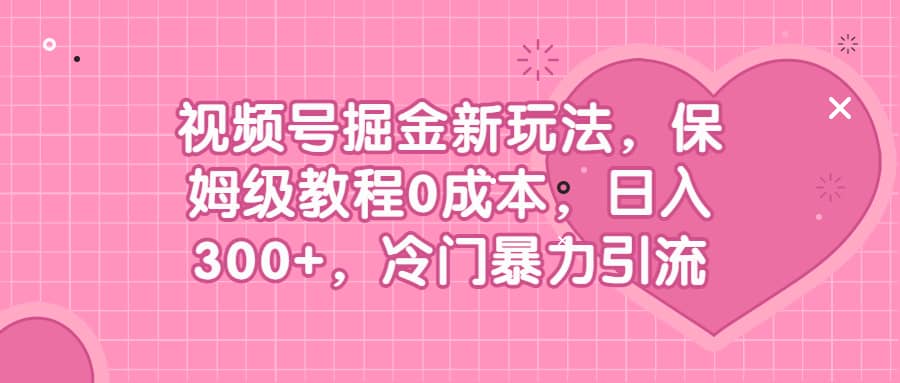 视频号掘金新玩法，保姆级教程0成本，日入300 ，冷门暴力引流-多米来