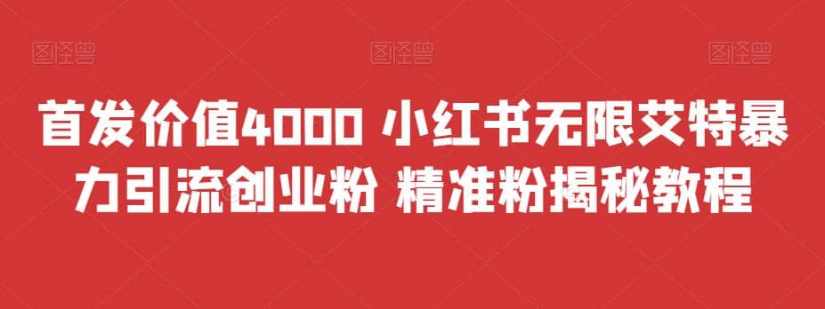 首发价值4000 小红书无限艾特暴力引流创业粉 精准粉揭秘教程-多米来