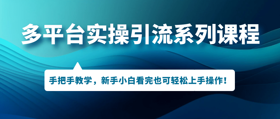 多平台实操引流系列课程，手把手教学，新手小白看完也可轻松上手引流操作-多米来