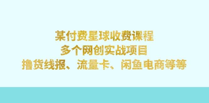 某付费星球课程：多个网创实战项目，撸货线报、流量卡、闲鱼电商等等-多米来