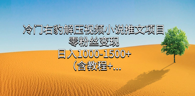 冷门右豹解压视频小说推文项目，零粉丝变现，日入1000-1500 （含教程）-多米来