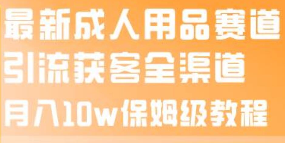 最新成人用品赛道引流获客全渠道，月入10w保姆级教程-多米来